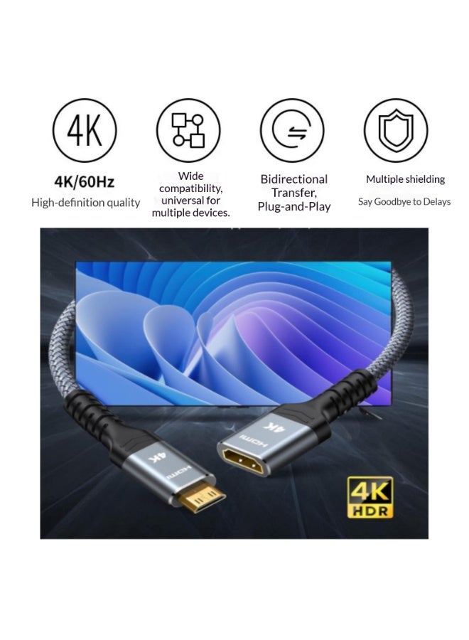 محول Micro HDMI إلى HDMI رمادي اللون، كابل محول Micro HDMI ذكر إلى HDMI أنثى، يدعم دقة 4K@60Hz HDR 3D Dolby 18Gbps، متوافق مع الأجهزة اللوحية وأجهزة الكمبيوتر المحمولة وأجهزة التلفزيون وأجهزة الكمبيوتر المكتبية وأجهزة العرض وكاميرات الحركة الأخرى. - Image 4